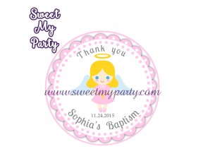 Girl Baptism stickers,Girl Christening thank you tags,(7)